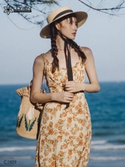 Đầm maxi LOREN hoa đuôi cá cột vai C1929