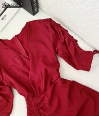 Đầm xòe dây rút đỏ C1758