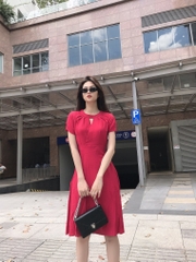 Đầm LOREN xòe cổ tròn đỏ C1130