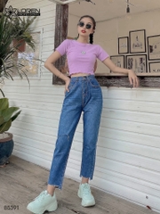 Quần jean baggy LOREN rách tua xanh B5391