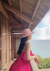 Đầm maxi 2 dây xích hồng C1362