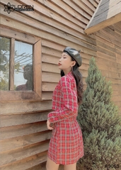 Set vest tay dài caro đỏ A9053