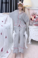 Đồ ngủ pijama tay ngắn quần dài xanh D1703