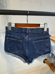 Quần jean short nhiều nút trơn xanh B5020