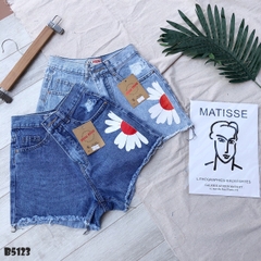 Quần jean short hoa cúc tua xanh B5123