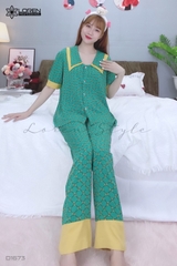 Đồ ngủ pijama tay ngắn quần dài xanh D1673