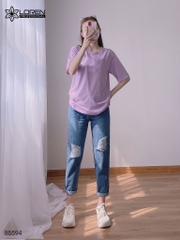 Quần jean baggy LOREN rách gối xanh B5594