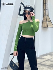 Áo nữ LOREN bo gân chéo cổ A61025