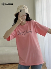 Áo thun nữ LOREN chữ Gust sunday hồng A2746