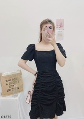Đầm xốp rút dây đen C1372