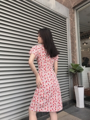 Đầm LOREN hoa nhí xẻ lai hồng C1135