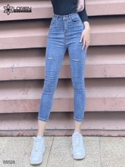 Quần jean skinny LOREN lửng rách xanh B5526