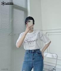 Áo thun nữ LOREN girls support trắng A2675