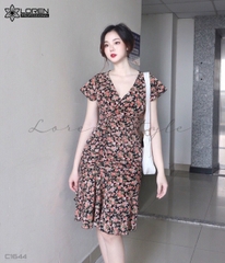 Đầm nhún hoa nhí đen C1644