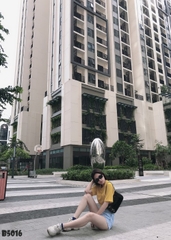 Quần jean short nhiều nút tua xanh B5016