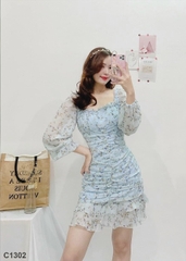 Đầm Hoa bèo tay xanh C1302