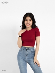 Áo croptop cổ tròn tay ngắn đỏ A6452