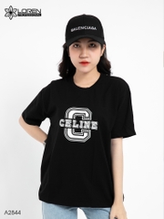 Áo thun nữ LOREN cổ tròn in chữ đen A2844