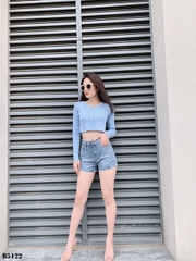 Quần jean short rách xanh B5122