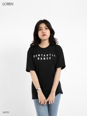 Áo thun nữ LOREN chữ in đen A2751