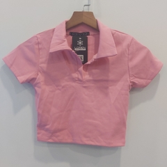 Áo croptop cổ trụ hồng A6331