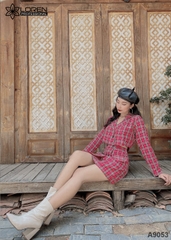 Set vest tay dài caro đỏ A9053