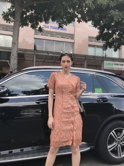 Đầm LOREN hoa nhí cam C1134