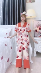 Đồ ngủ pijama tay ngắn quần dài cam D1697