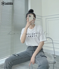 Áo thun nữ LOREN chữ in trắng A2750