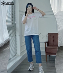 Áo thun nữ LOREN in chữ Bad Decision trắng A2772