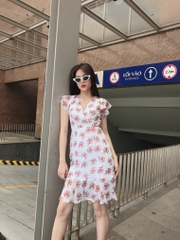 Đầm LOREN hoa xòe trắng C1137