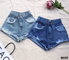 Quần jean short rách tua xanh B5117