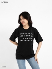 Áo thun nữ LOREN in chữ đen A2770