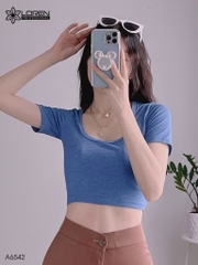 Áo croptop cổ vuông xanh A6542