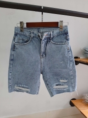 Quần jean ngố rách tua xanh B5052