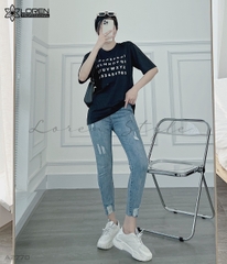 Áo thun nữ LOREN in chữ đen A2770