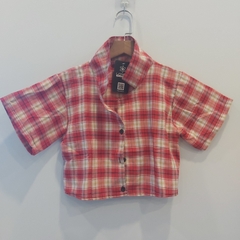 Áo croptop caro đỏ A6336