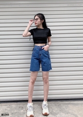 Quần jean ngố sọc tua xanh B5201