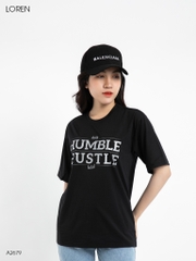 Áo thun nữ LOREN hình chữ đen A2679