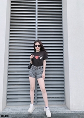 Quần jean short rách tua xám B5104