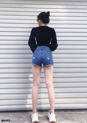 Quần jean short rách tua xanh B5103