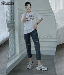 Áo thun nữ LOREN in chữ trắng A2769