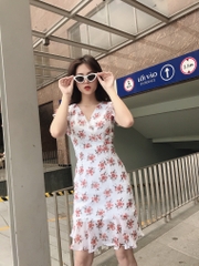 Đầm LOREN hoa xòe trắng C1137