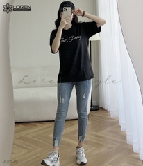 Áo thun nữ LOREN chữ Gust sunday đen A2745