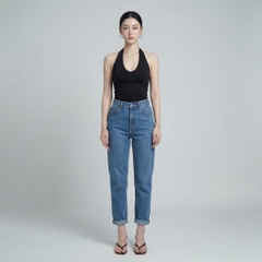 Quần jean baggy LOREN trơn tua xanh B5591