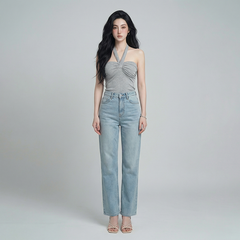 Quần Jean ống suông Nữ LOREN PT11133