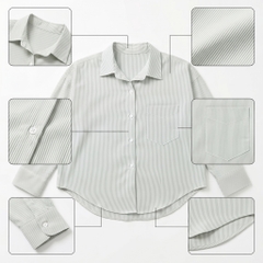 Áo sơ mi nữ form rộng LOREN cotton Oxford tối giản WASH11140