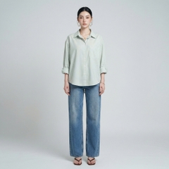 Áo sơ mi nữ form rộng LOREN cotton Oxford tối giản WASH11140