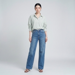Áo sơ mi nữ form rộng LOREN cotton Oxford tối giản WASH11140