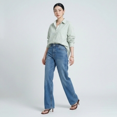 Áo sơ mi nữ form rộng LOREN cotton Oxford tối giản WASH11140